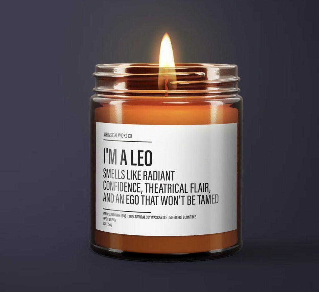 Funny Leo zodiac candle